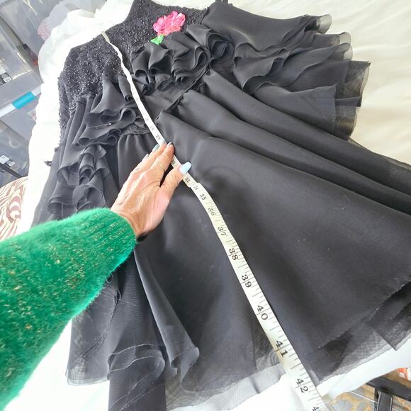 Celo Argentina made lace Applique beaded ruffle dance skirt Small-Medium black - Picture 10 of 17